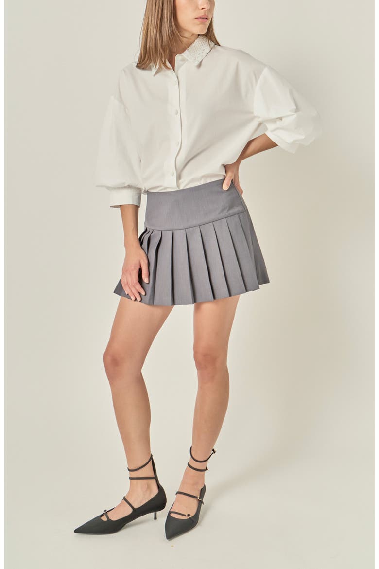 Lace Trim Blouson Sleeve Cotton Button-Up Shirt, Alternate, color, WHITE