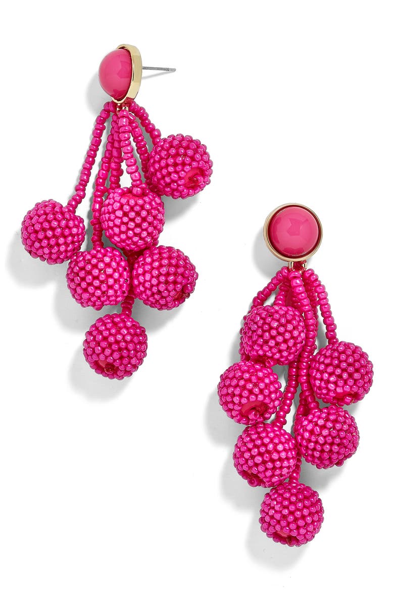 Coretta Updated Cocoa Drop Earrings, Main, color, HOT PINK