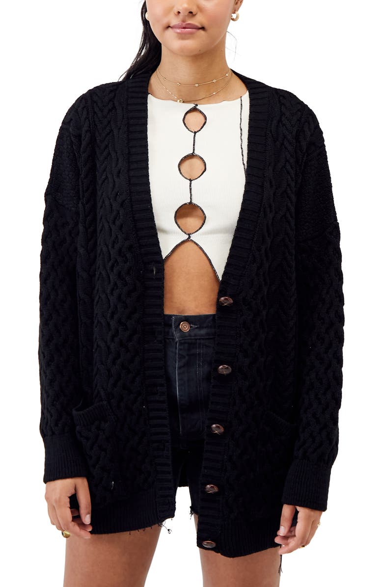 BDG Urban Outfitters Aran Mix Stitch Cardigan, Main, color,