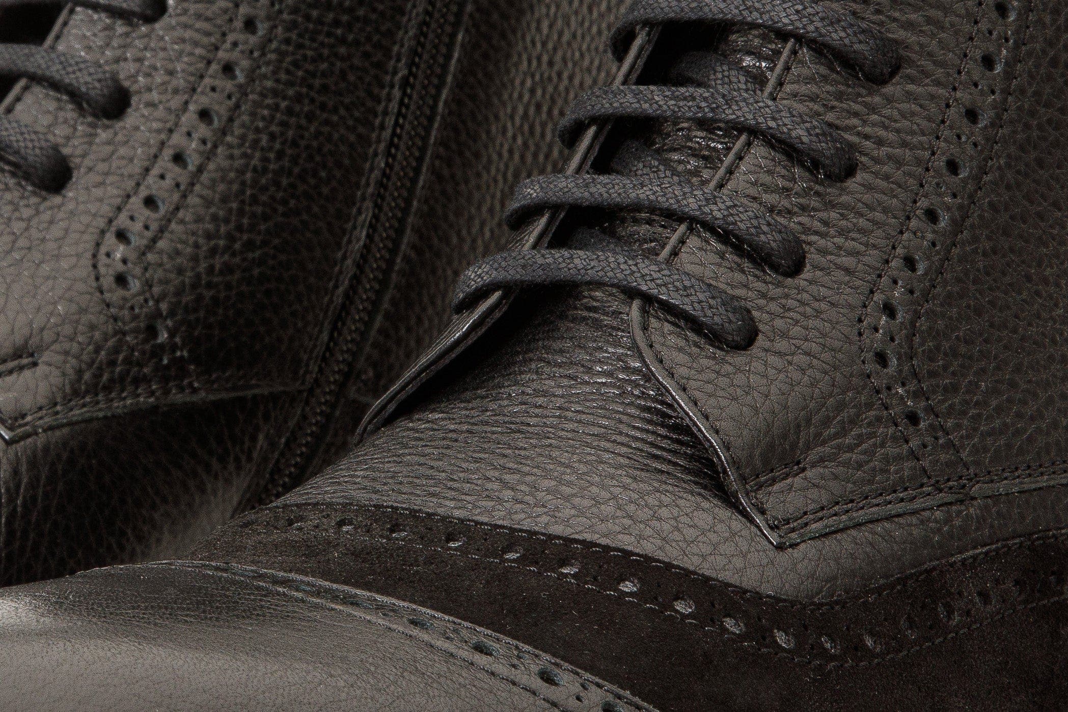 The Anderson Leather & Suede Brogue Lace-up Boot With A Zipper, Alternate, color, Black