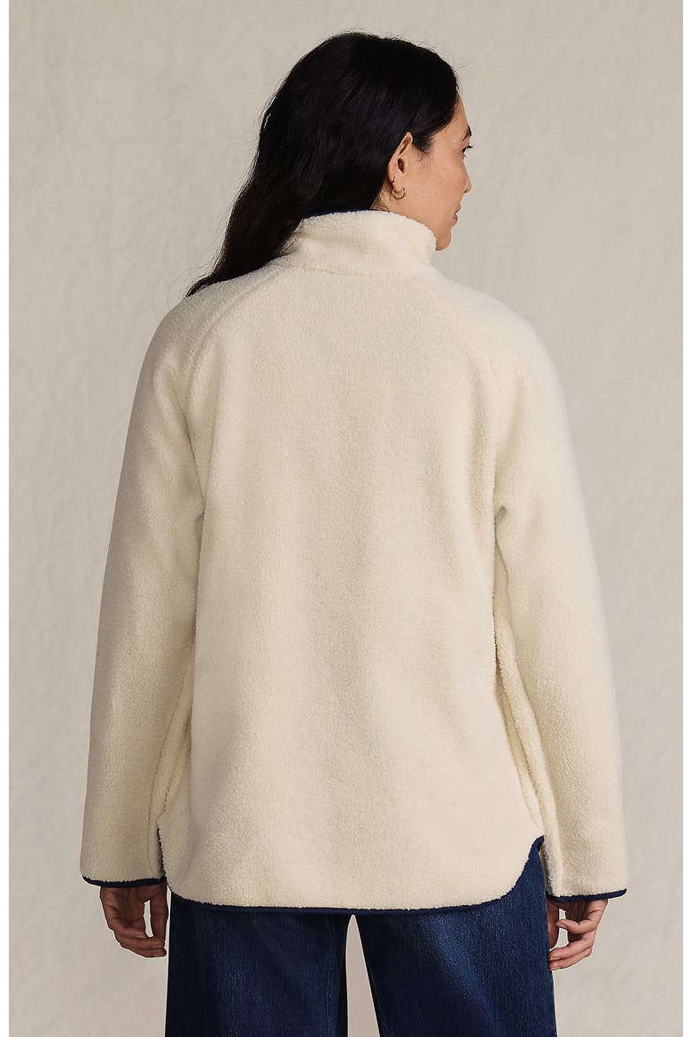 High Pile Fleece Reversible Mixed Media Long Jacket, Alternate, color, Ivory/Navy Check
