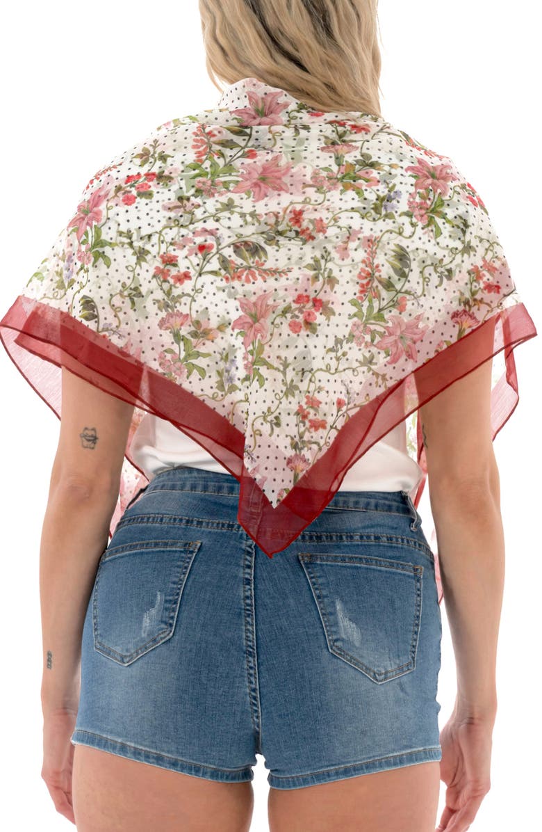 MARCUS ADLER Floral Polka Dot Square Scarf, Alternate, color, Red