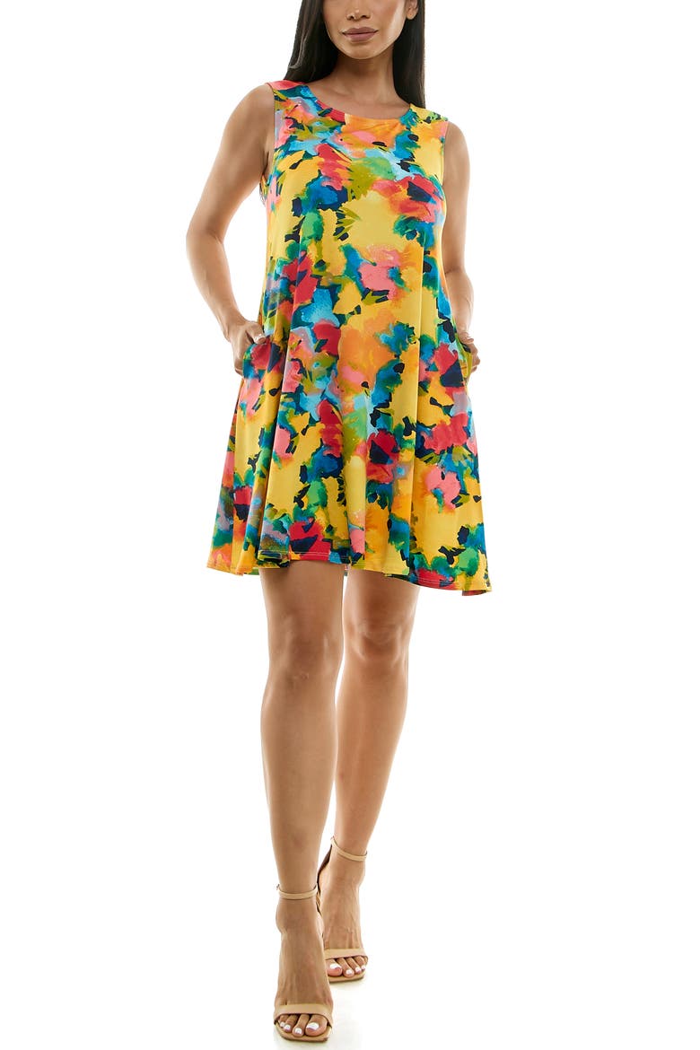 Scoop Neck Sleeveless Dress, Main, color, LEMON/CHERRY MULTI
