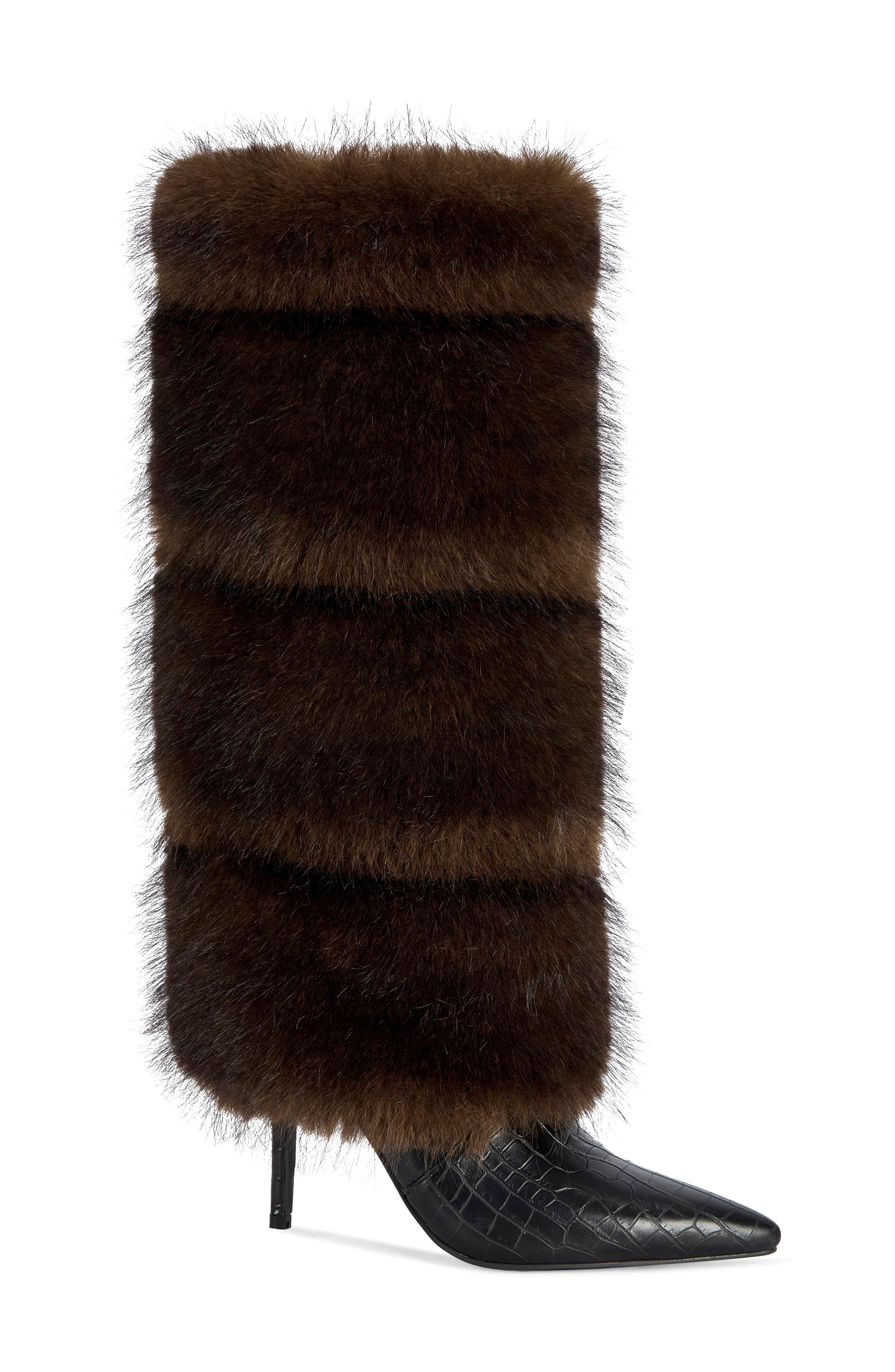 Zenthra Faux Fur Tall Boot, Alternate, color, CHOCOLATE