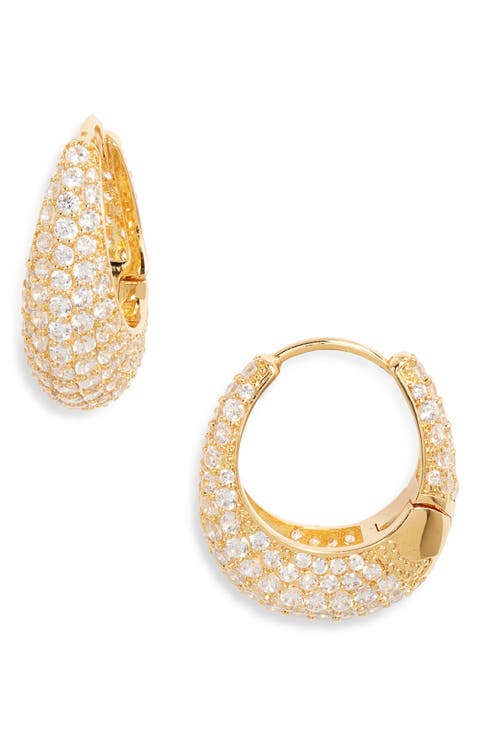 Cubic Zirconia Pavé Oval Hoop Earrings