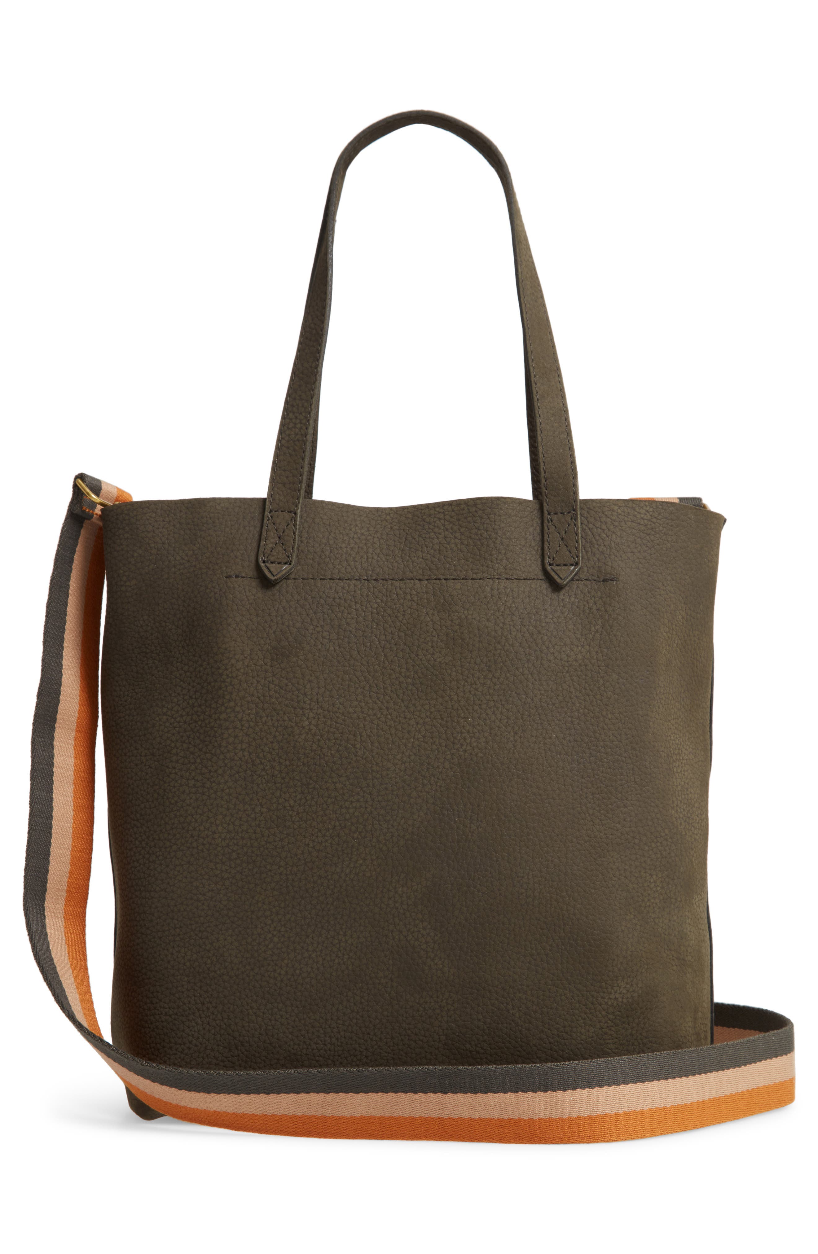 Madewell The Medium Nubuck Leather Transport Tote: Striped Strap Edition, Alternate, color, 