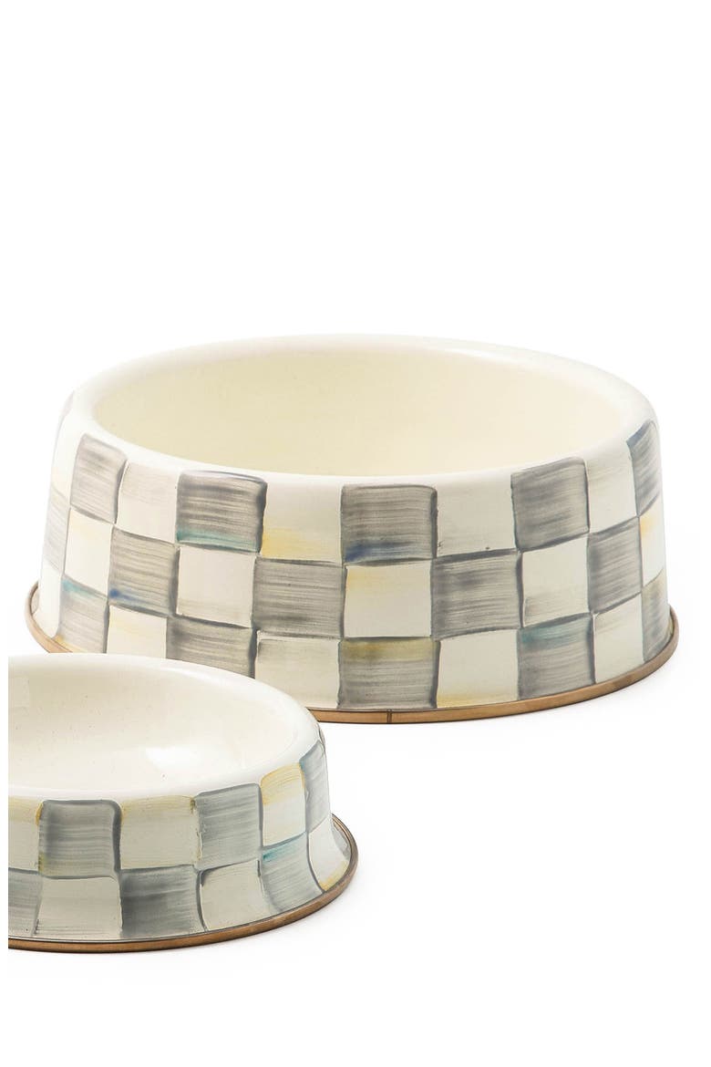 Large Sterling Check Pet Dish, Alternate, color, STERLING