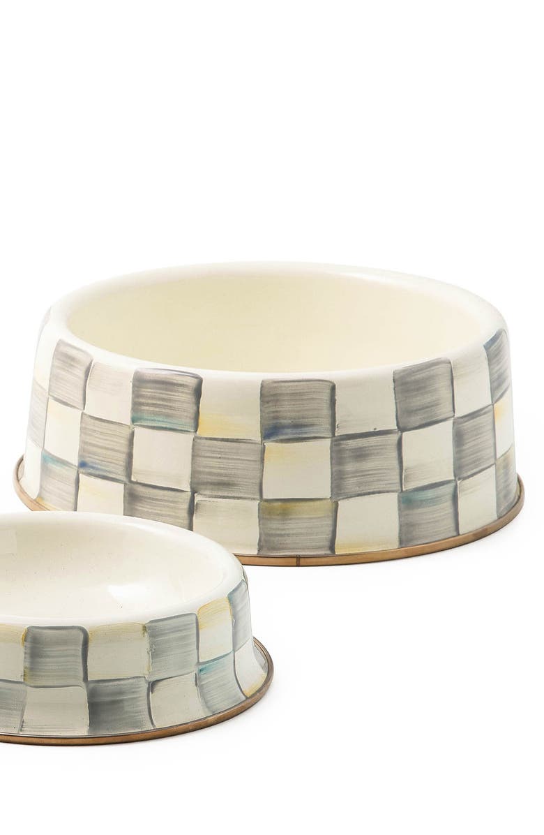 MACKENZIE CHILDS Large Sterling Check Pet Dish, Alternate, color, Sterling