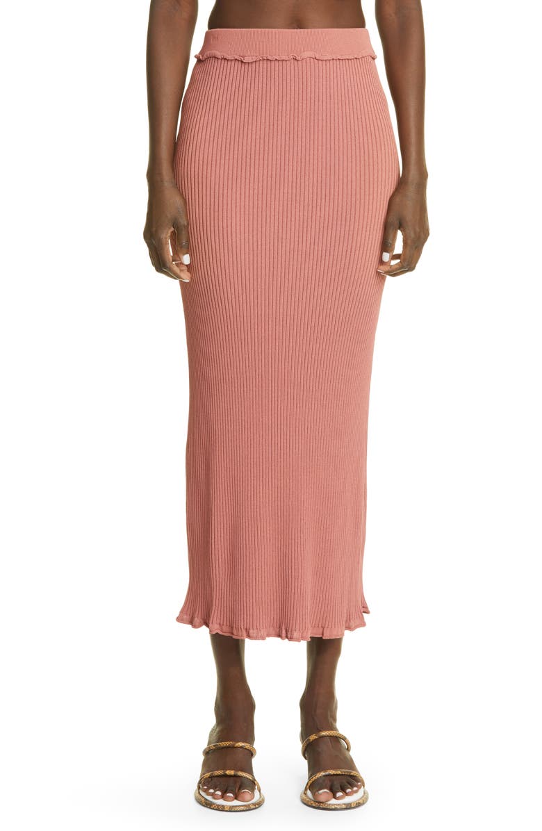 Altuzarra Turley Rib Ruffle Knit Skirt, Main, color, 