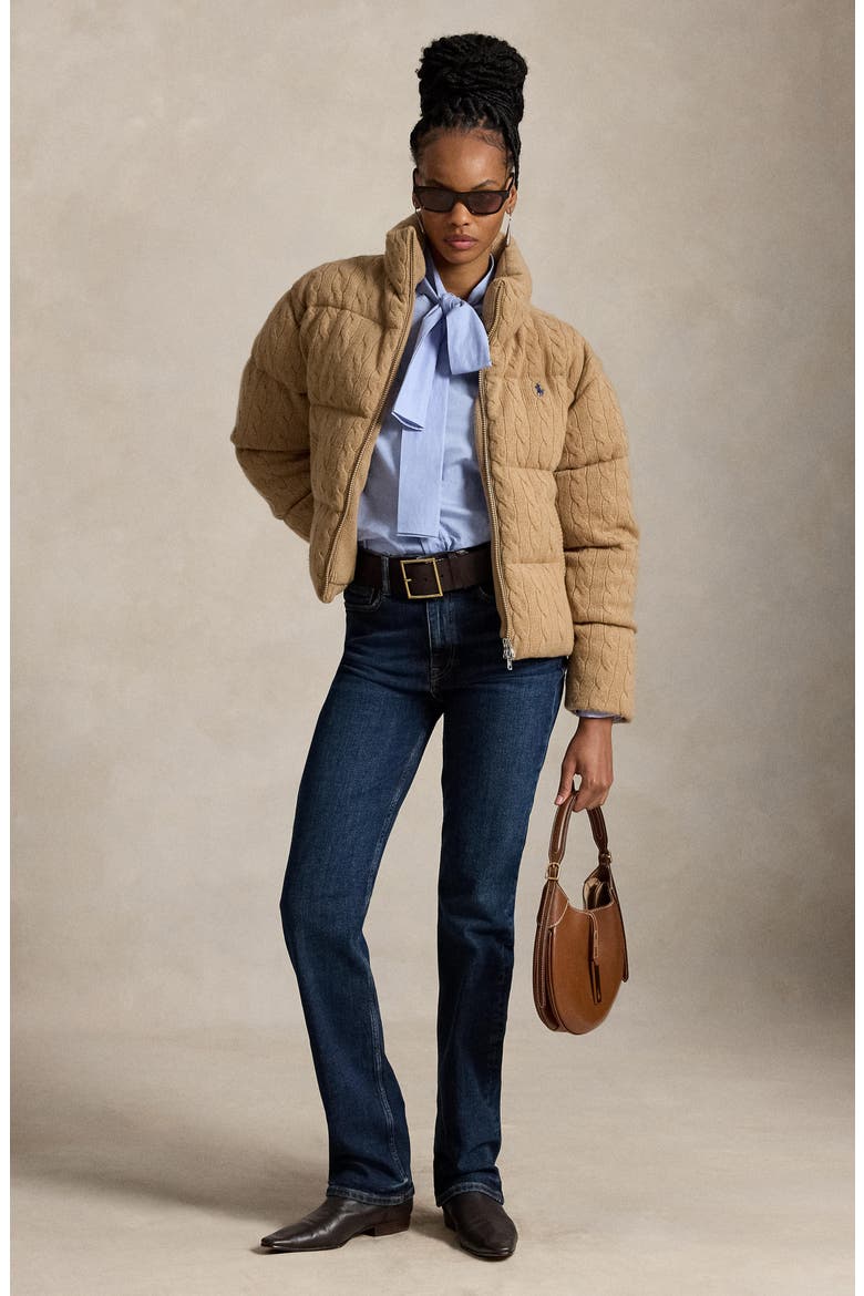 Cable Wool & Cashmere Puffer Jacket, Alternate, color, COLLECTION CAMEL MELANGE