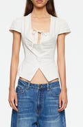 LIONESS Kendall Split Front Cotton Button-Up Top