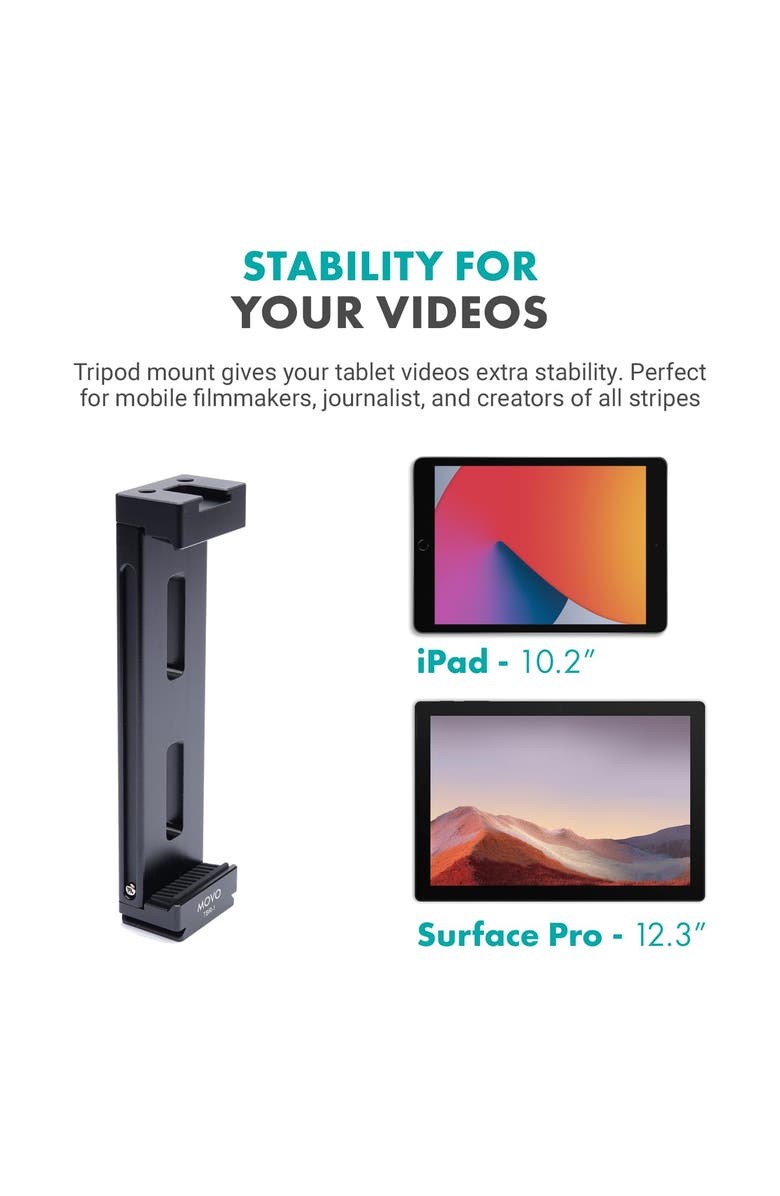 MOVO Tablet Vlogging Kit for iPad with Mic, Light, Full-Size Tripod, Alternate, color, Black