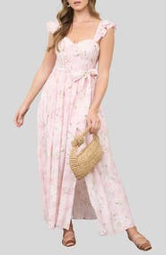 Blu Pepper Floral Print Ruffle Maxi Dress