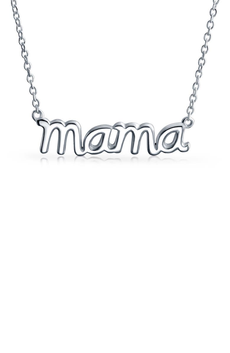 BLING JEWELRY Sterling Silver 'Mama' Station Necklace, Main, color, 