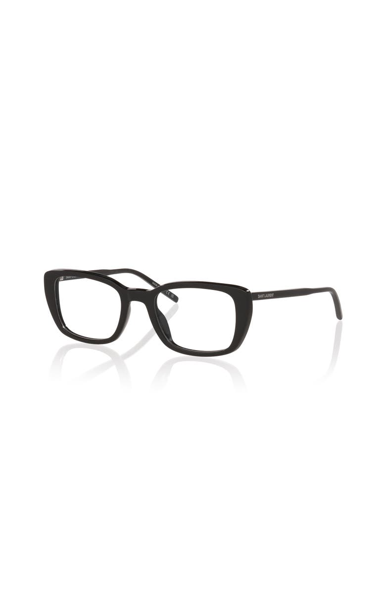 Saint Laurent 49mm Rectangle optical glasses, Main, color, Black