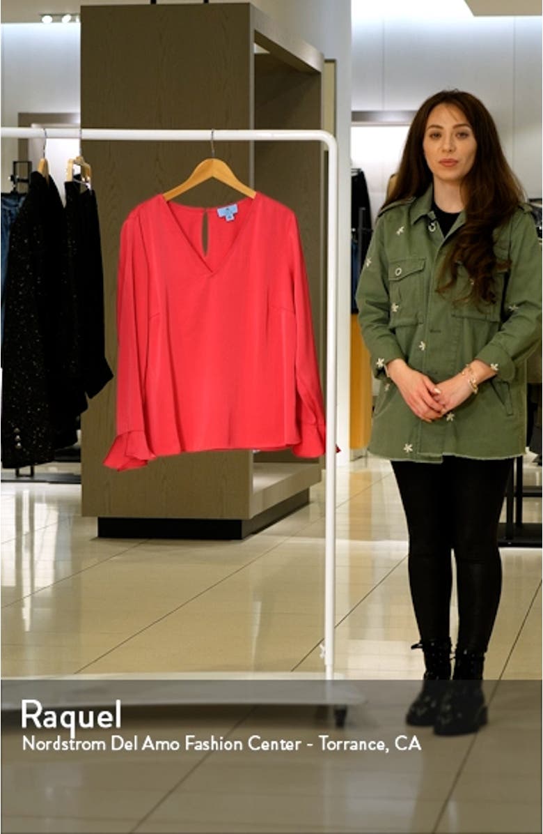 Ruffle Cuff Satin Blouse, sales video thumbnail