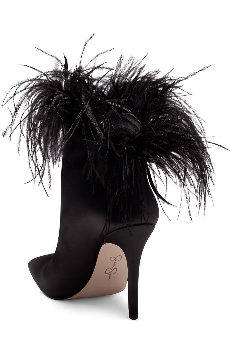 Jessica Simpson Prixey Feather Trim Pointed Toe Bootie, Alternate, color,