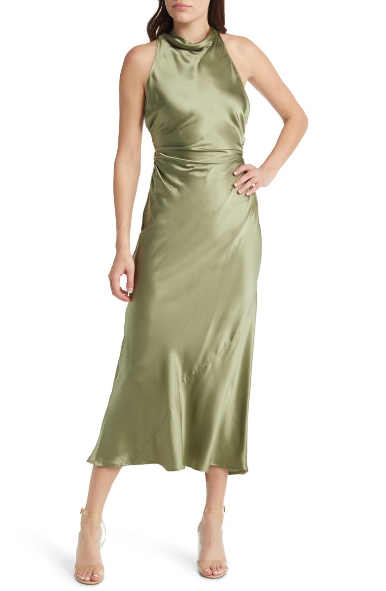 Reformation Casette Cowl Neck Silk Dress, Main, color,