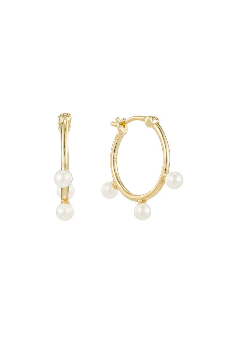 Untamed Petals Londyn Pearl Hoops, Main, color, Gold