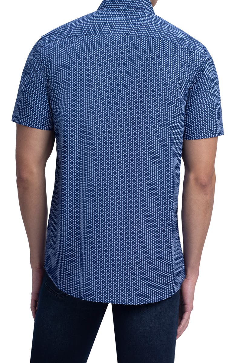 Bugatchi Classic Fit Short Sleeve Stretch Cotton Button-Up Shirt, Alternate, color, 