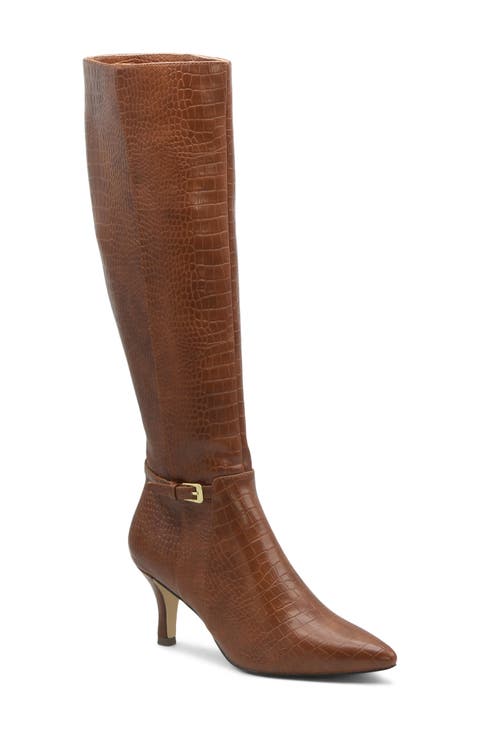 Arlie Pointed Toe Knee High Boot (Women) (Wide Calf)