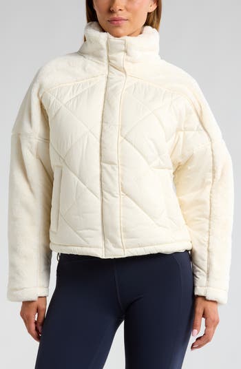 Faux Fur Mixed Media Quilted Jacket