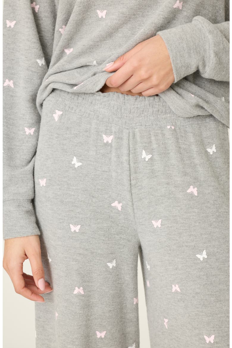 Peachy Mix Match Butterfly Pajama Pants, Alternate, color, HEATHER GREY