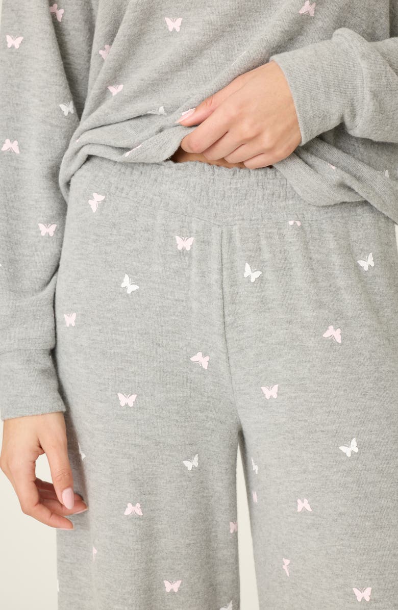 PJ Salvage Peachy Mix Match Butterfly Pajama Pants, Alternate, color, Heather Grey