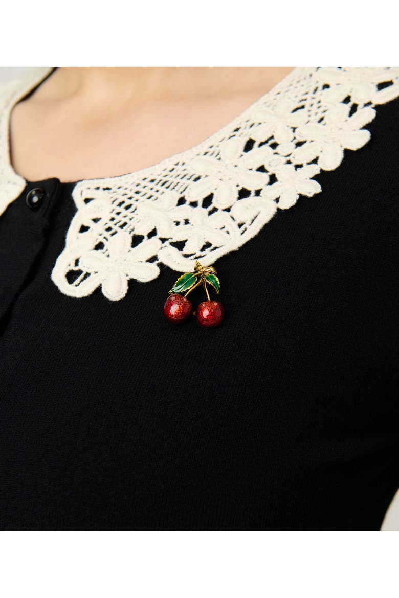 Bookworm Cardigan, Alternate, color, Black W/Lace Collar Trim