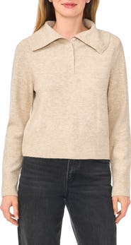 Halogen® Wide Collar Polo Sweater