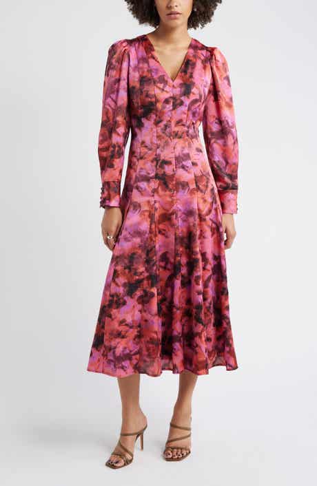 Chelsea28 Long Sleeve Satin Midi Dress