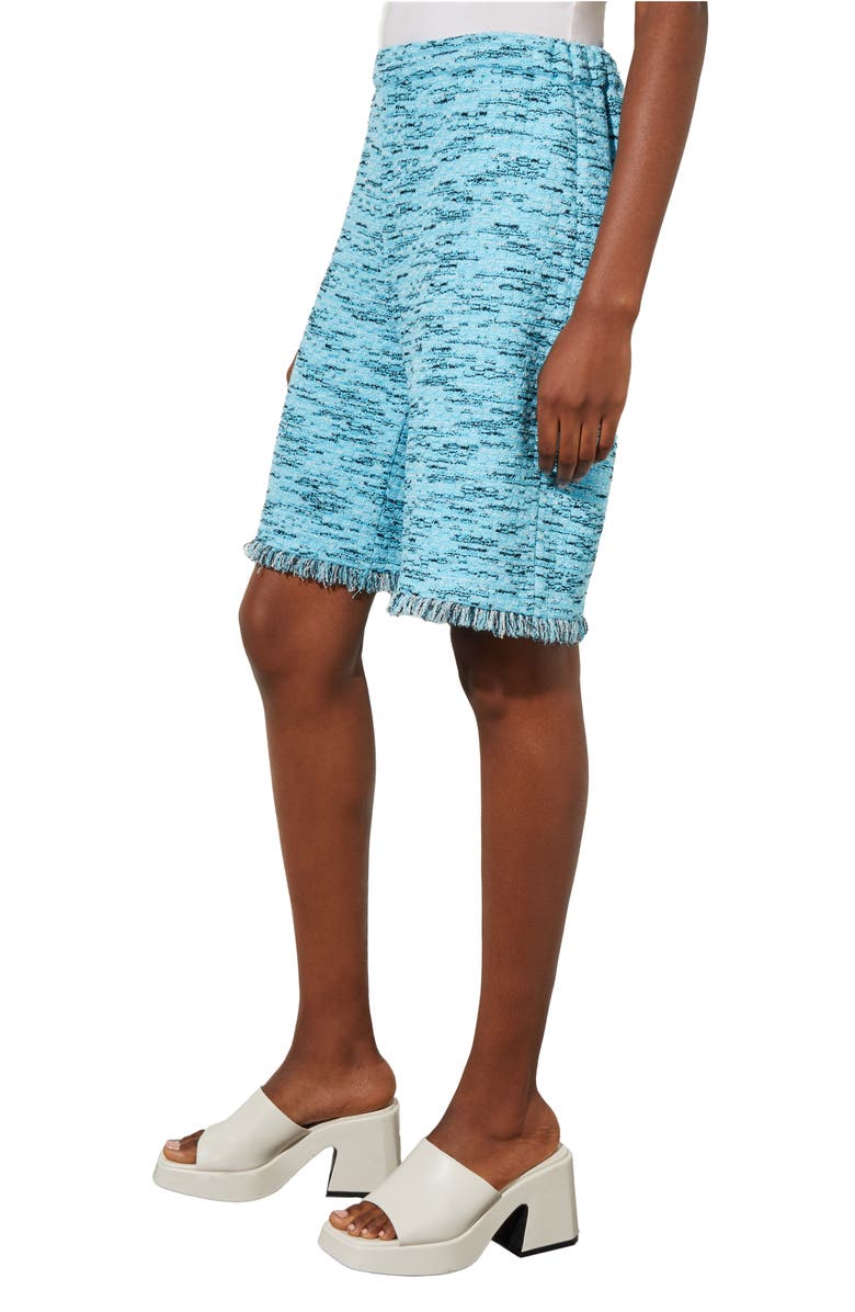 Ming Wang Fringe Trim Tweed Pull-On Bermuda Shorts, Alternate, color, Dw Bl/ Hz/ Bwh