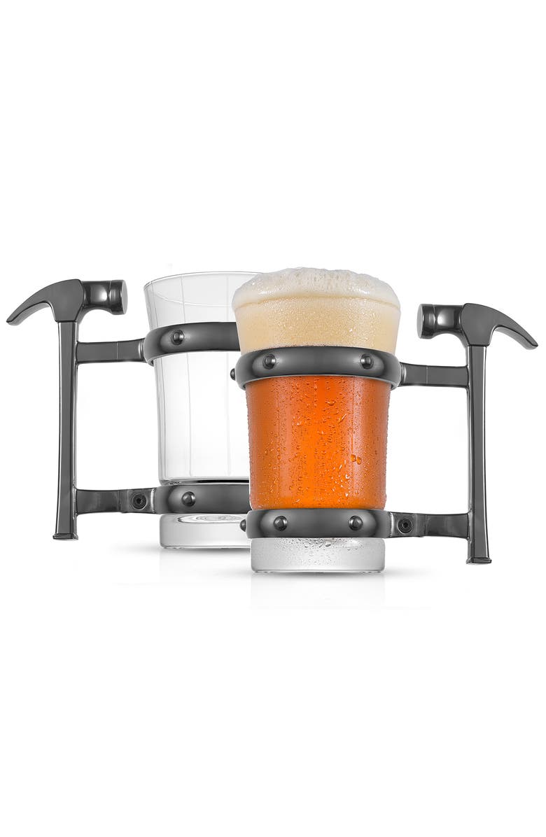 JoyJolt Single Hammer Handle Beer Mug, Alternate, color, Clear