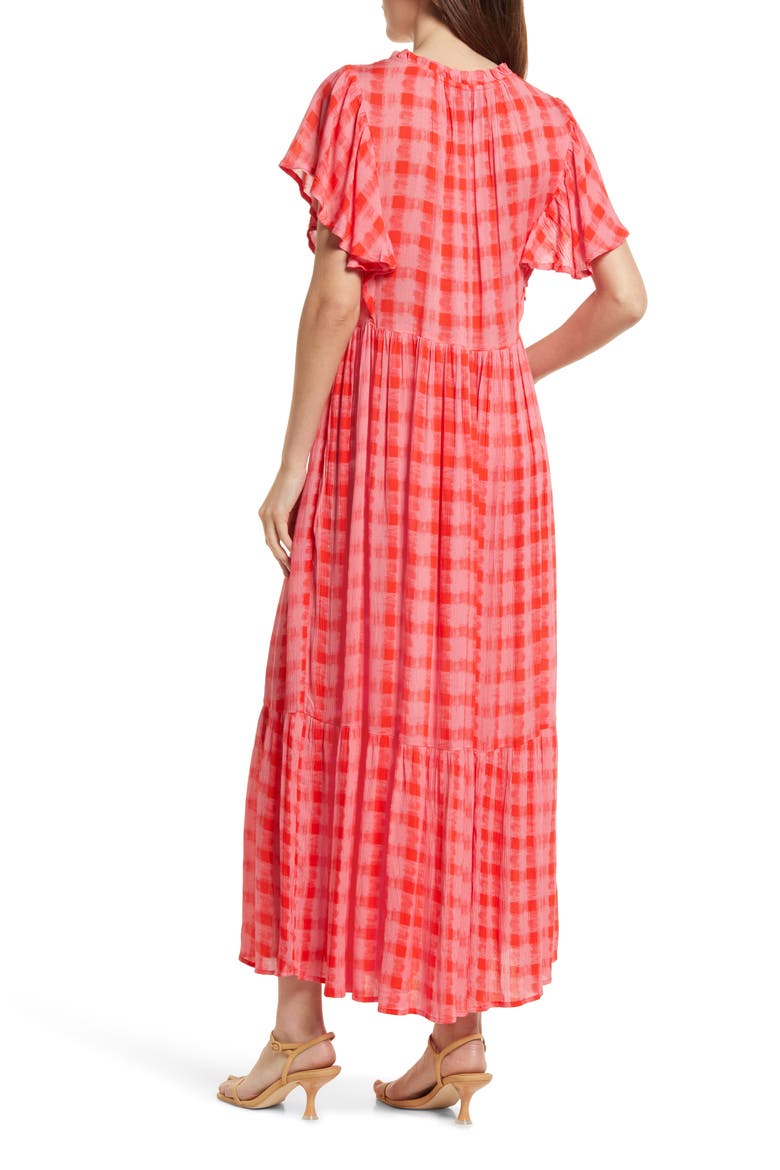 Karina Plaid Maxi Dress, Alternate, color, CORAL