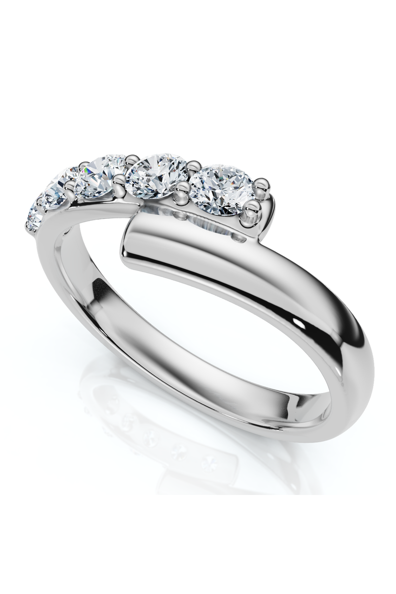 Bypass 3/8Ct Diamond Fashion Anniversary Ring 14k Gold Lab Grown, Alternate, color, 14k White Gold