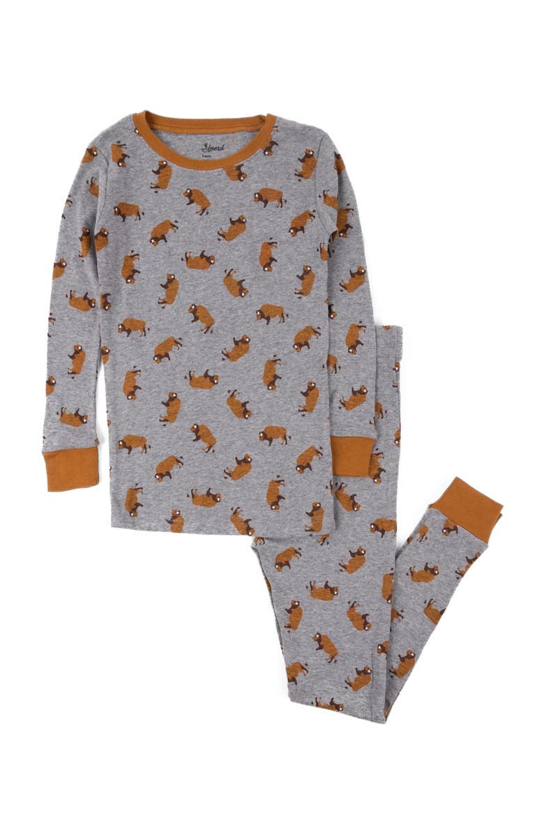 Leveret Kids Cotton Two-Piece Printed Pajamas, Animals & Characters, Alternate, color, Overall Bison