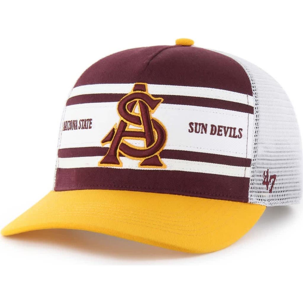 47 Brand Kids' Youth '47 Maroon/gold Arizona State Sun Devils Super Stripe Hitch Adjustable Trucker Hat In Multi