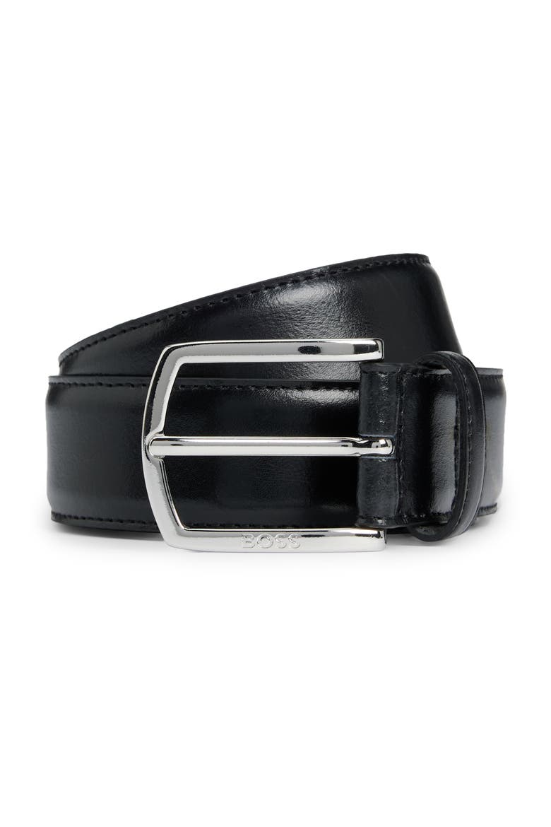Claus Leather Belt, Main, color, BLACK