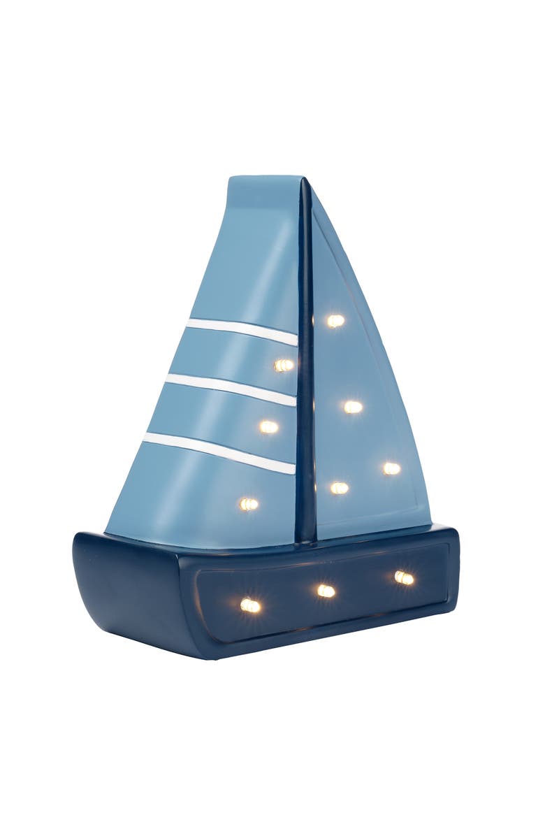 Lambs & Ivy Little Skipper Hand Painted Nautical Sailboat Table Top Lamp/Light, Alternate, color, Blue