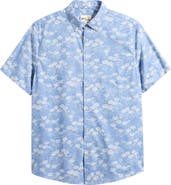 Reyn Spooner Kyoto Spring Floral Short Sleeve Cotton Blend Button-Down Shirt
