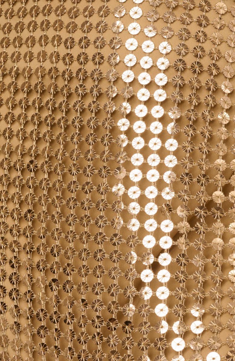 Adrianna Papell Sequin Cowl Halter Neck Gown, Alternate, color, Gold