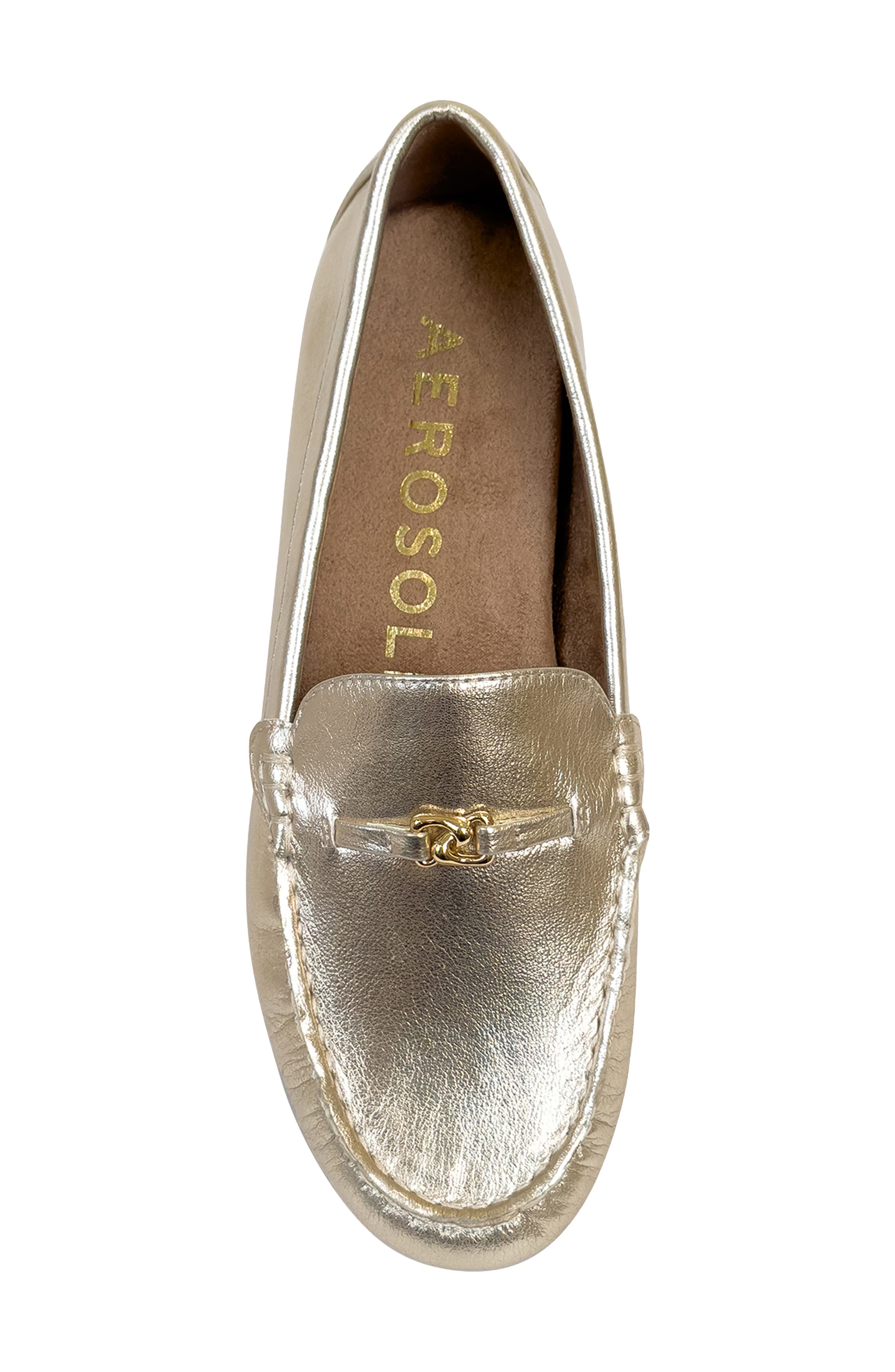 Aerosoles Drita Metallic Bit Loafer, Alternate, color, Soft Gold Faux Leather