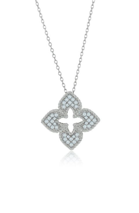 Pavé Cubic Zirconia Clover Pendant Necklace