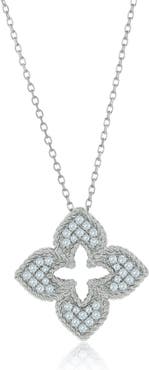 SUZY LEVIAN Pavé Cubic Zirconia Clover Pendant Necklace