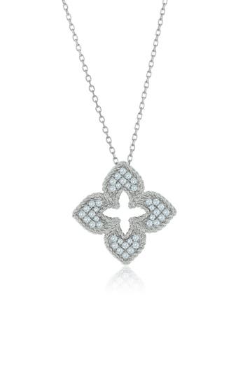 Suzy Levian Pavé Cubic Zirconia Clover Pendant Necklace