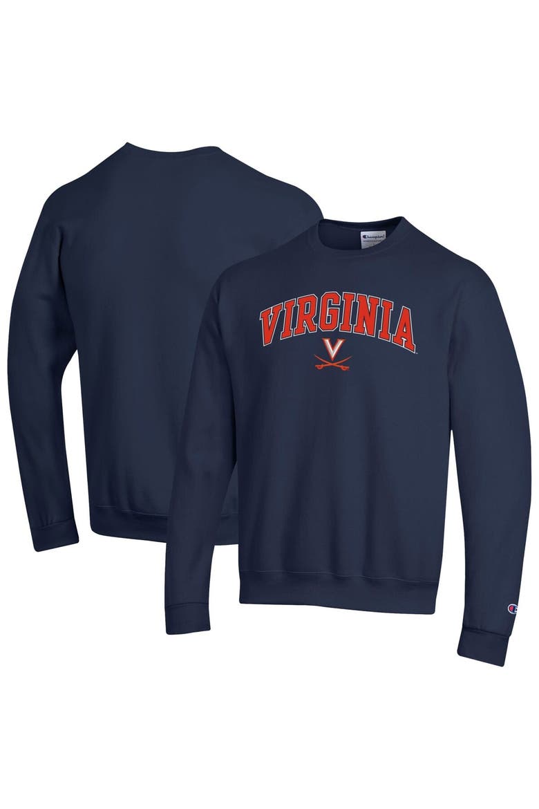 Men's Champion  Navy Virginia Cavaliers Arch Over Logo Pullover Sweatshirt, Main, color, Navy
