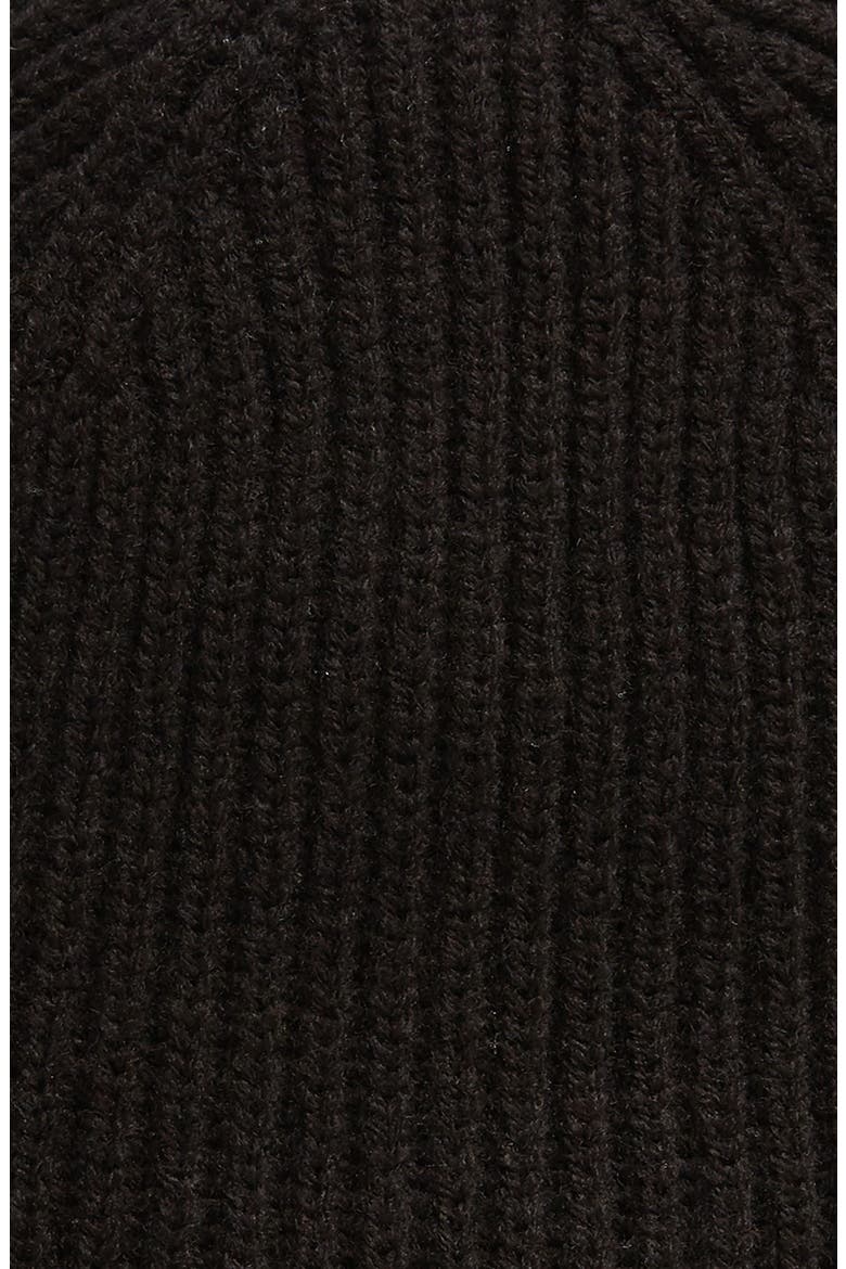 solid bow reversible beanie, Alternate, color, BLACK