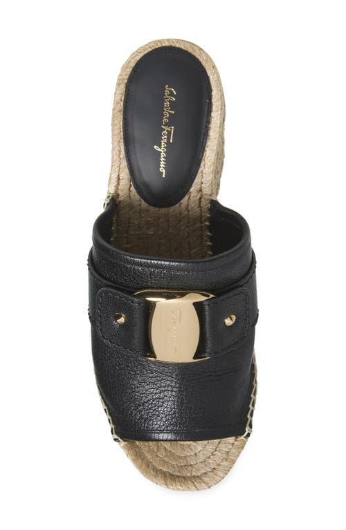 Ferragamo Espadrille Wedge Sandal In Black