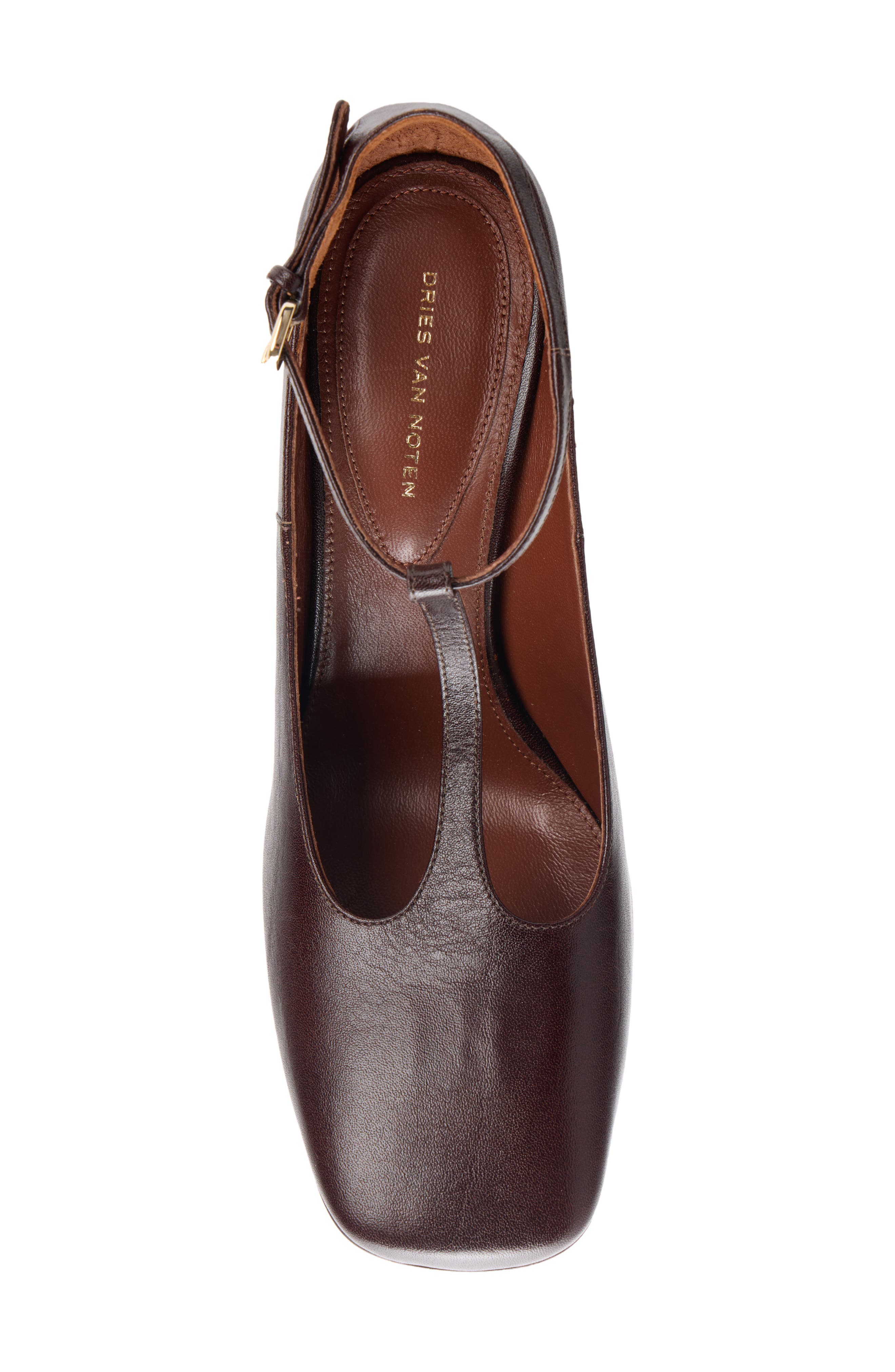 T-Strap Wedge Pump, Alternate, color, DARK BROWN 704
