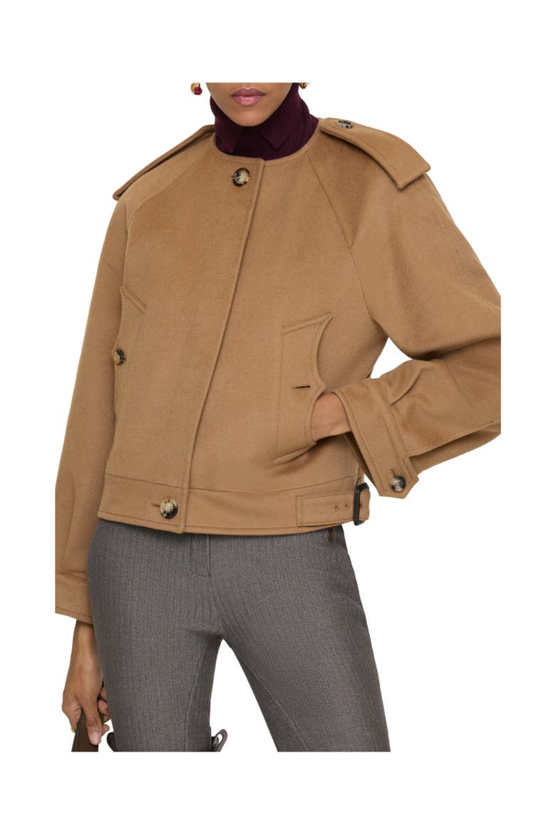 Detachable Scarf Cashmere Jacket, Alternate, color, Fawn melange
